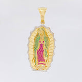 Pendant Silhouette Virgin Guadalupe 19g / 2 1/2 in Two-Tone Yellow White Gold 18K