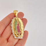 Pendant Silhouette Virgin Guadalupe 19g / 2 1/2 in Two-Tone Yellow White Gold 18K
