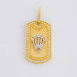 Dije Placa Corona 7.05g / 1 1/2 in Dos Oros Amarillo Blanco 18K