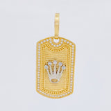 Dije Placa Corona 7.05g / 1 1/2 in Dos Oros Amarillo Blanco 18K