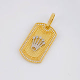Dije Placa Corona 7.05g / 1 1/2 in Dos Oros Amarillo Blanco 18K