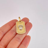 Dije Placa Corona 7.05g / 1 1/2 in Dos Oros Amarillo Blanco 18K
