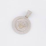 Dije Medalla Corona 6.55g / 1 1/2 in Oro Blanco 18K