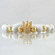White Bracelet Charm Dotted Crown 3.2gr / 6mm Beads Diamond Cut 8pcs 18K Yellow Gold ©