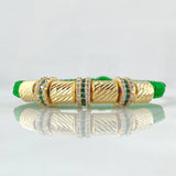 Pulsera Verde Herraje Rueda Circones Blancos Verdes 3.8gr / 6mm Cilindros Diamantados 4und Oro Amarillo 18K ©