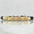 Black Bracelet Charm Triple Wheel White Zircons 6.1gr / 6mm Cylinders Diamond Cut 5 units 18K Yellow Gold ©
