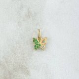 Dije Mariposa Parcial 0.4gr / 1cm / Circones Blancos Verdes Oro Amarillo 18K