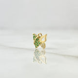 Dije Mariposa Parcial 0.4gr / 1cm / Circones Blancos Verdes Oro Amarillo 18K