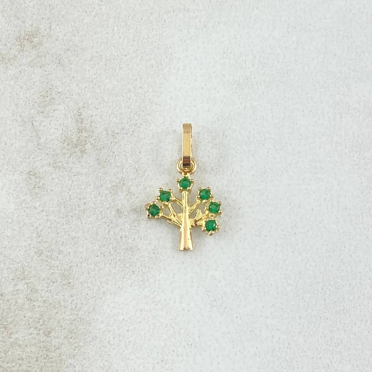 Dije Arbol  0.35gr / 1.5cm / Circones Verdes Oro Amarillo 18K