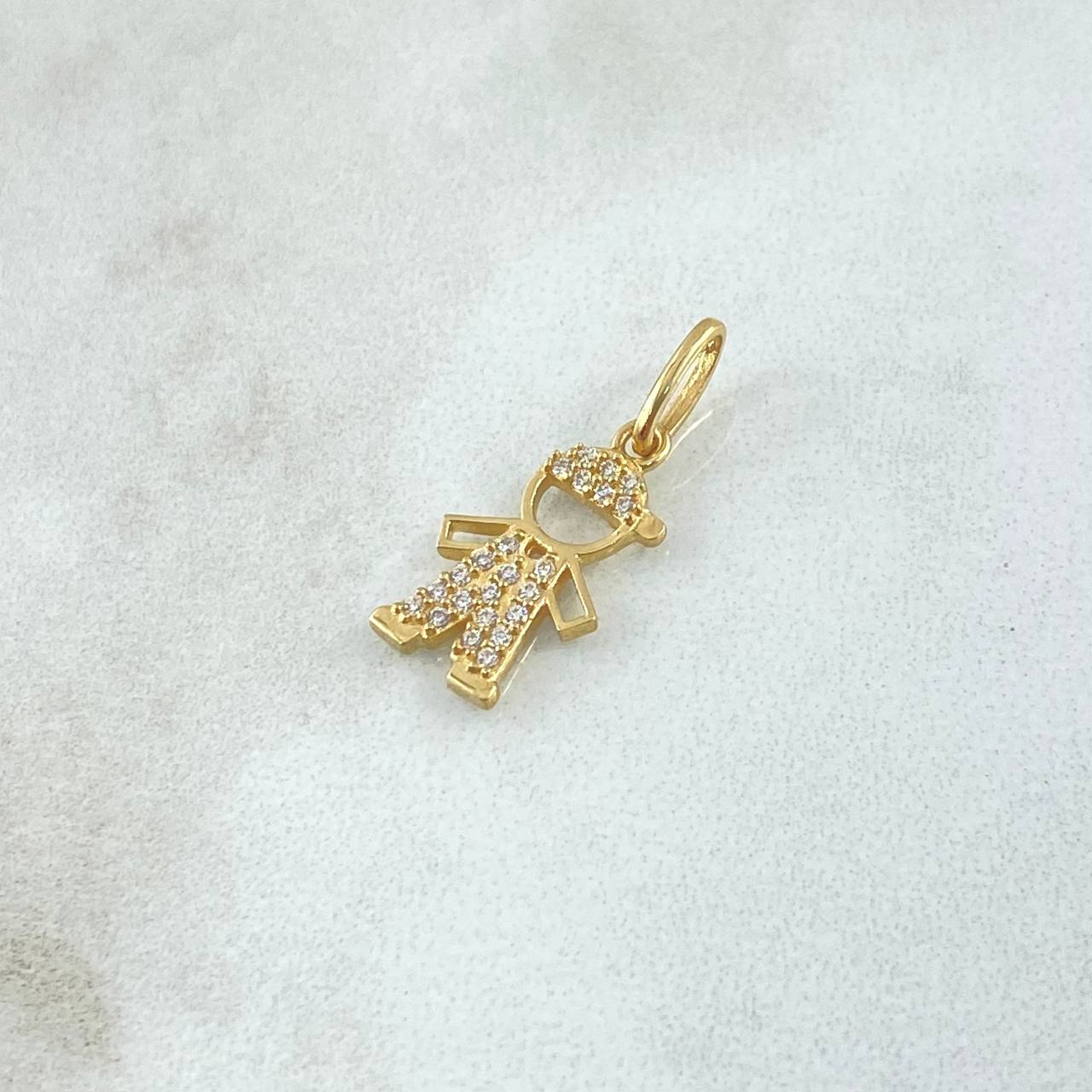 Dije Niño 1.15gr / 2cm / Circones Blancos Oro Amarillo 18K