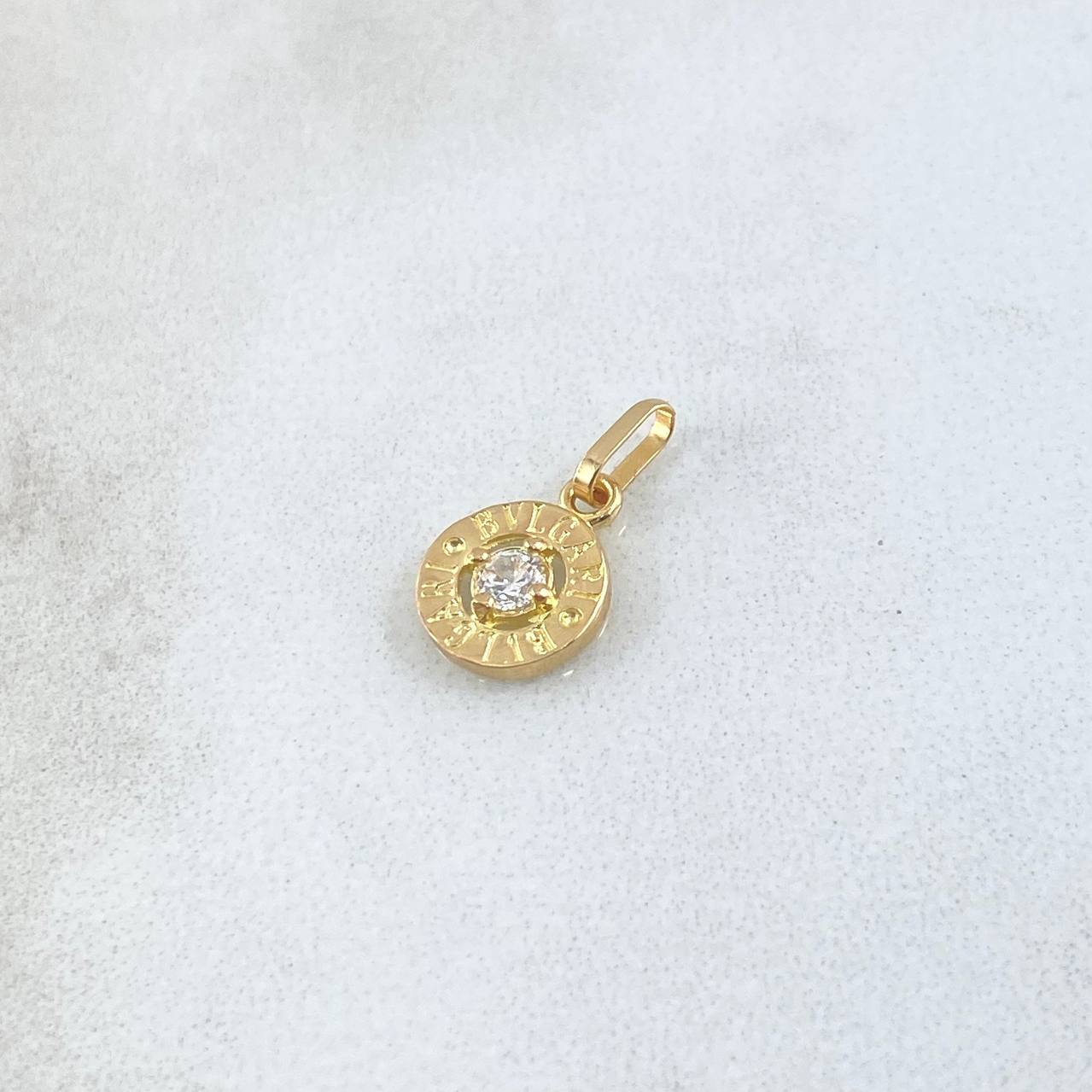 Pendant Rustic 0.6gr / 1.3cm / White Zircon 18K Yellow Gold