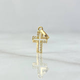 Dije Cruz Parcial 0.35gr / 1.5cm / Circones Blancos Oro Amarillo 18K