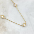 Cadena Aro Seguido Trebol VCyA 6.3gr / 45cm / 1.5mm Nacar Blanco Punteado Oro Amarillo  18K