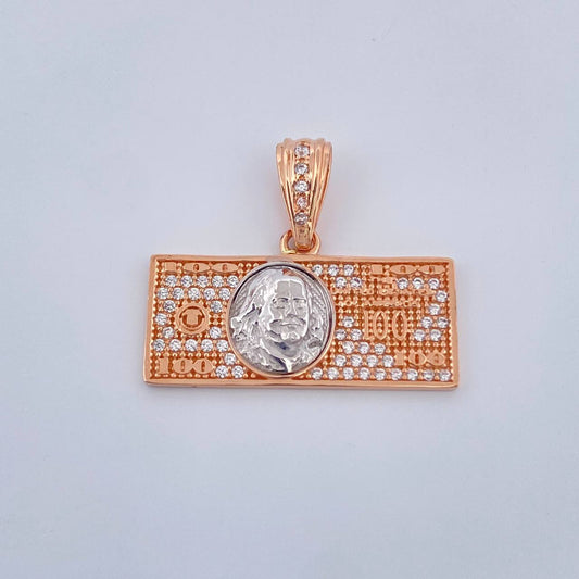 Dije One Dólar 3.35gr / 1 in / Dos Oros Blanco Rosa 18K &