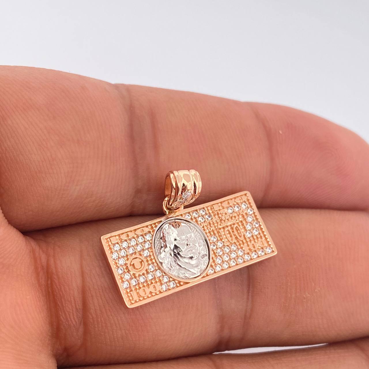 Dije One Dólar 3.35gr / 1 in / Dos Oros Blanco Rosa 18K &