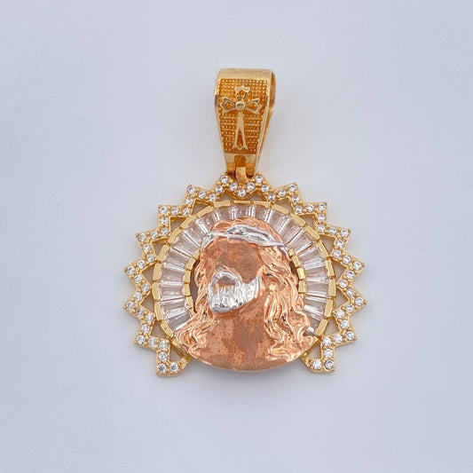 Dije Rostro Cristo 8.3gr / 1 1/2 in / Tres Oros 18K &