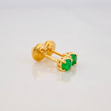 Stud Earrings Four Prongs Emeralds 17 Pts 0.7 g / in / 2.8 mm Yellow Gold 18K