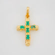 Pendant Cross Trunk Emeralds 25pts 1.65 g / 1 in Yellow Gold 18K