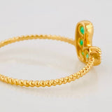 Heart Ring with Emeralds 25 Pts 1 g / T6 18K Yellow Gold
