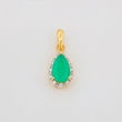 Pendant Drop Halo Emeralds 0.85 g / 1/2 in Two Yellow White Gold 18K