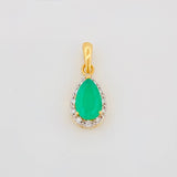 Pendant Drop Halo Emeralds 0.85 g / 1/2 in Two Yellow White Gold 18K