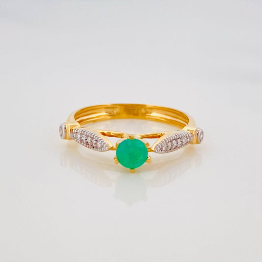 Anillo Solitario Puente Esmeraldas 2.25 g / T5 1/2 Dos Oros Amarillo Blanco 18K