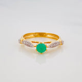 Solitaire Ring Bridge Emeralds 2.25 g / T5 1/2 Two Yellow White Gold 18K