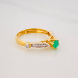 Solitaire Ring Bridge Emeralds 2.25 g / T5 1/2 Two Yellow White Gold 18K