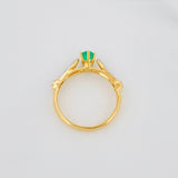 Solitaire Ring Bridge Emeralds 2.25 g / T5 1/2 Two Yellow White Gold 18K