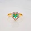 Anillo Corazon Esmeraldas 13 Pts Diamantes 08 Pts 1.85 g / T6 Dos Oros Amarillo Blanco 18K