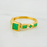Emerald Figures Ring 69 Pts 2.7 g / T6 Two Yellow White Gold 18K