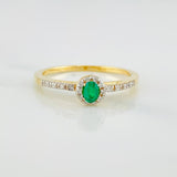 Anillo Halo Churumbela Esmeralda 2.1 g / T6 Dos Oros Amarillo Blanco 18K