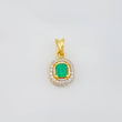 Pendant Halo Emeralds 26 Pts Diamonds 20 Pts 1.05 g / 1/2 in Two Golds Yellow White 18K