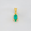 Dije Halo Esmeraldas 33 Pts Diamantes 07 Pts 1.05 g / 1/2 in Dos Oros Amarillo Blanco 18K