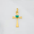 Emerald Cross Pendant 0.95 g / 1 in in 18K Yellow Gold