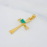 Emerald Cross Pendant 0.95 g / 1 in in 18K Yellow Gold