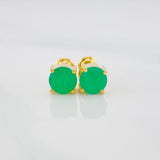 Stud Earrings Circle Emeralds 1.80 Qts 1.9 g / in / 6.2 mm Yellow Gold 18K