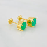 Stud Earrings Circle Emeralds 1.80 Qts 1.9 g / in / 6.2 mm Yellow Gold 18K