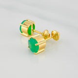 Stud Earrings Circle Emeralds 1.80 Qts 1.9 g / in / 6.2 mm Yellow Gold 18K