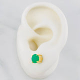 Stud Earrings Circle Emeralds 1.80 Qts 1.9 g / in / 6.2 mm Yellow Gold 18K