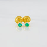 Stud Earrings Four Prongs Emeralds 08 pts 0.6 g / in / 2.1 mm Yellow Gold 18K