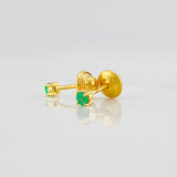 Stud Earrings Four Prongs Emeralds 08Pts 0.6 g / in / 2.2 mm Yellow Gold 18K