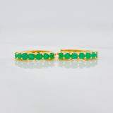 Hoop Earrings Intercepto Channel Emeralds 28 pts 1.7 g / 1/2 in 18K Yellow Gold