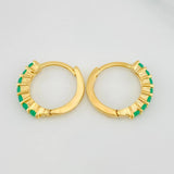 Hoop Earrings Intercepto Channel Emeralds 28 pts 1.7 g / 1/2 in 18K Yellow Gold