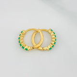Hoop Earrings Intercepto Channel Emeralds 28 pts 1.7 g / 1/2 in 18K Yellow Gold