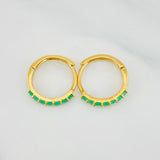 Hoop Earrings Emeralds 1.25 g / 1/2 in 18K Yellow Gold