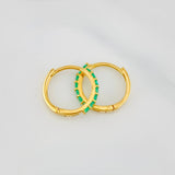 Hoop Earrings Emeralds 1.25 g / 1/2 in 18K Yellow Gold