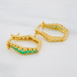 Hexagonal Hoop Earrings with Emeralds 36 Pts 3.1 g / 3/4 in 18K Yellow Gold