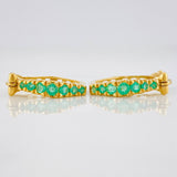 Hexagonal Hoop Earrings with Emeralds 36 Pts 3.1 g / 3/4 in 18K Yellow Gold