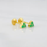 Stud Earrings Trio Emeralds 15 Pts 0.85 g / in / 4.4 mm Yellow Gold 18K